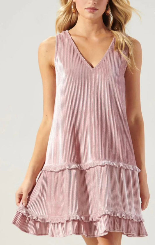 Pleated Swing Mini Dress