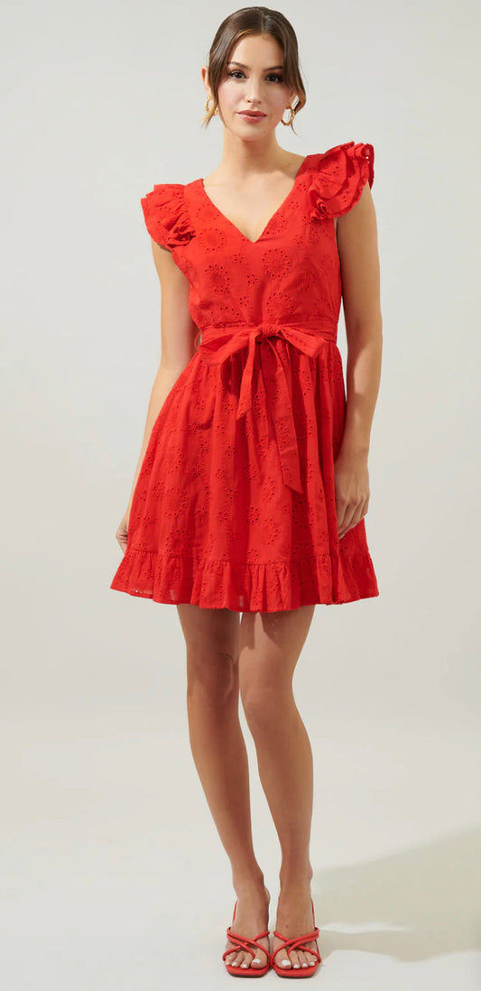 Red Ruffle Mini Dress